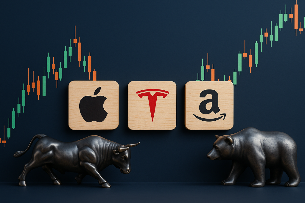 الأسعار التاريخية لأسهم تسلا وآبل وأمازون